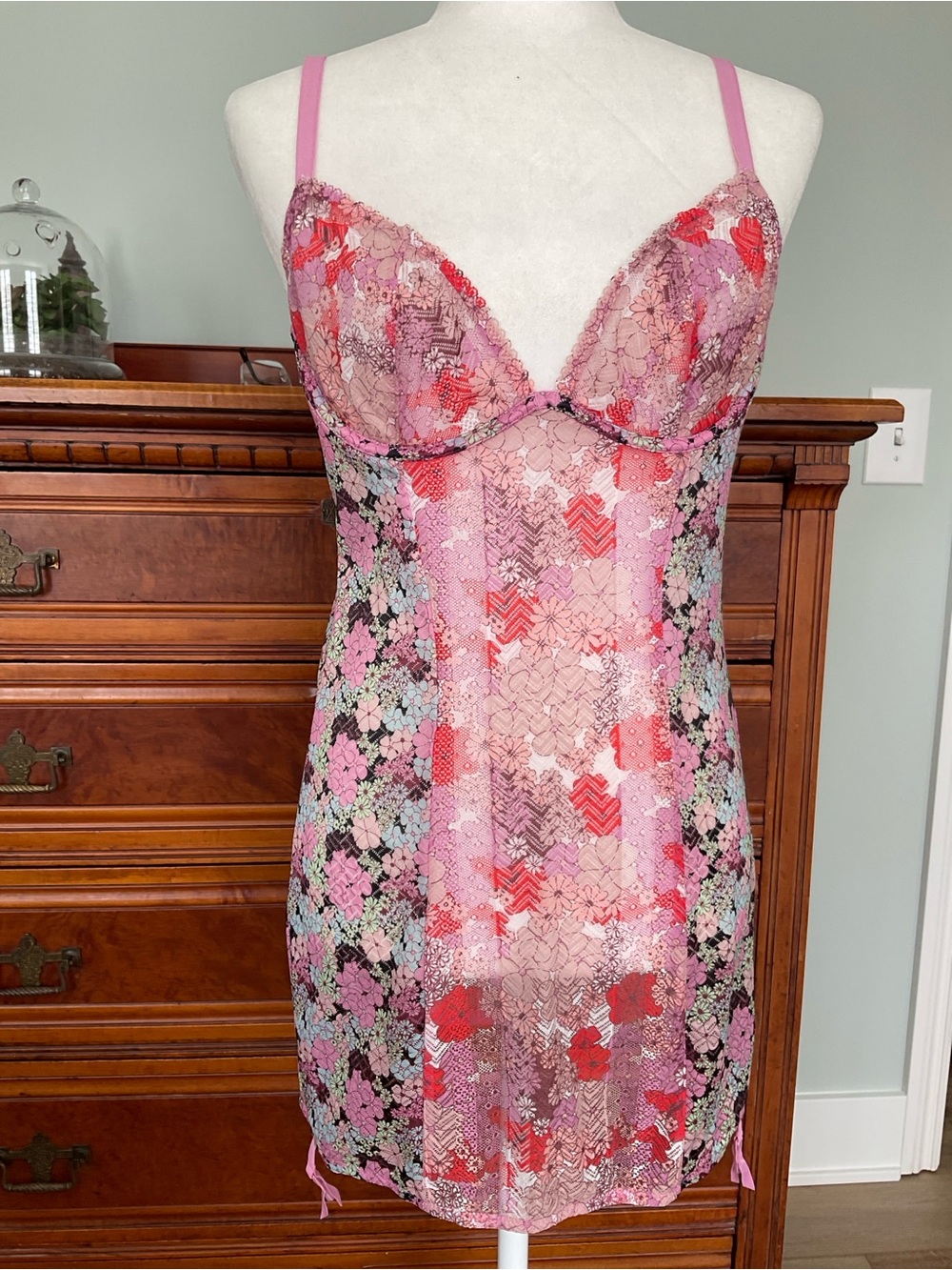 NWT Savage X Fenty by Rihanna Penthouse Sweet Lace Slip Pink Multi Size L - Picture 4 of 11